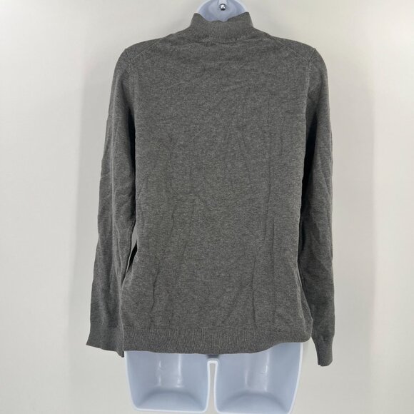 Tommy Hilfiger S Gray Mock Neck Knit Sweater Rhinestone Logo Crest Embellished - Picture 2 of 10